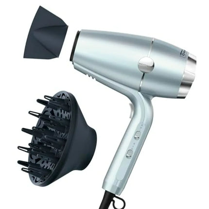 Hair dryer for home use, ceramic and plasma technology, mint color, reduces frizz and adds volume and body with diffuser and co