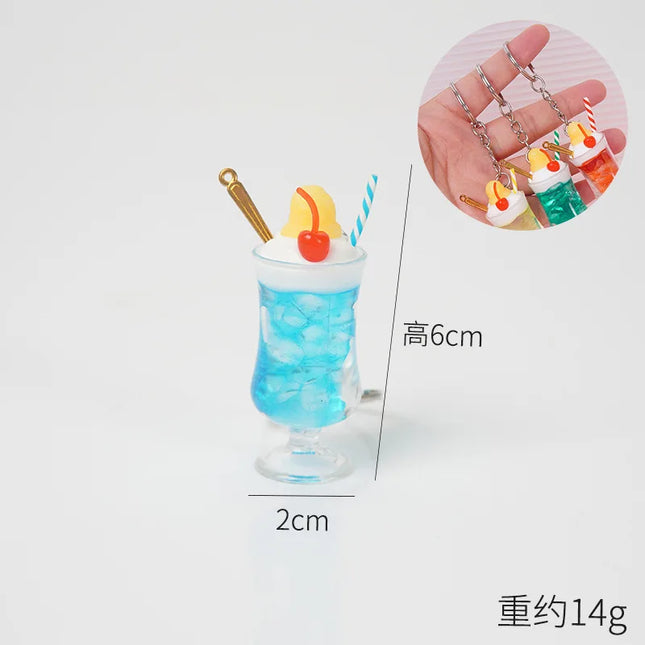New Simulation Ice Cream Cup Model Key Chain Pendant Cute Ice Dream Cup Pendant Key Ring Party Gift Jewelry