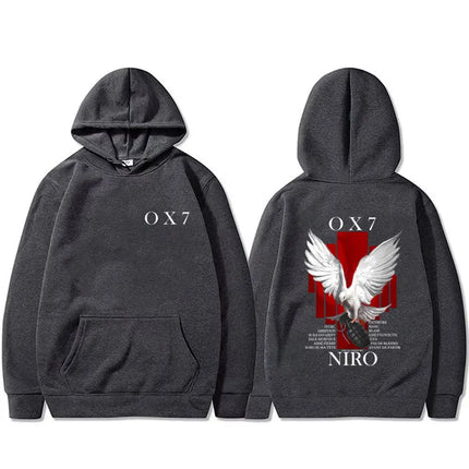 Rapper Niro OX7 Album Graphic hoodie Men Women Hip Hop Fashion Pop Music sweatshirt Male Casual Cotton Vintage pullover hoodies