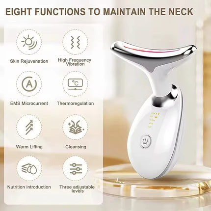 3 in 1 Microcurrent Neck Massager Facial Lift Tighten Face Contour and Smooth Lines Device 3 Color LED Light Beauty Instrument