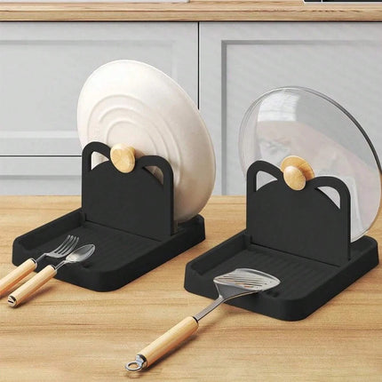 1/2pcs Multifunctional Pan Pot Lid Holder Stand Pan Pot Cover Rack Spoon Rest Pot Lid Spatula Spoon Storage Shelf Kitchen Tools