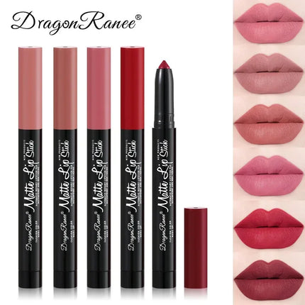 12 Colors Lipstick Pencil Matte Velvet Waterproof Long-lasting Non-stick Cup Lip Stick Sexy Rose Red Automatic Lip Liner Makeup