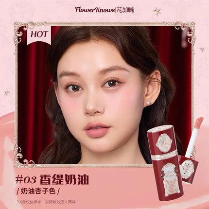 Flower Knows Shells Jewel Collection Embossed Silk Satin Blusher Expands Shrink Cheek Vintage Pearl Makeup