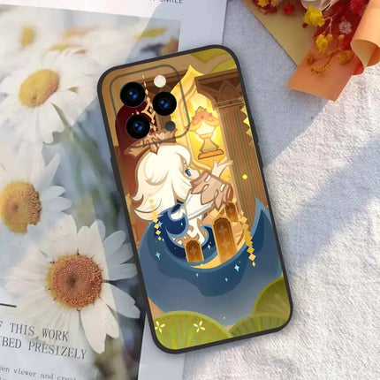 Cartoon Game Paimon Genshin Impact Phone  Case For iPhone 17 16 Pro Max 15 14 13 12 11 Mini Simplicity Short Shockproof Cover