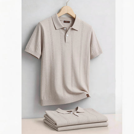 AIOPESON Men's Stripe Golf Polo Shirt Old Money Cool Silk Fabric Short Sleeve Icy Touch Breathable Casual Summer Top