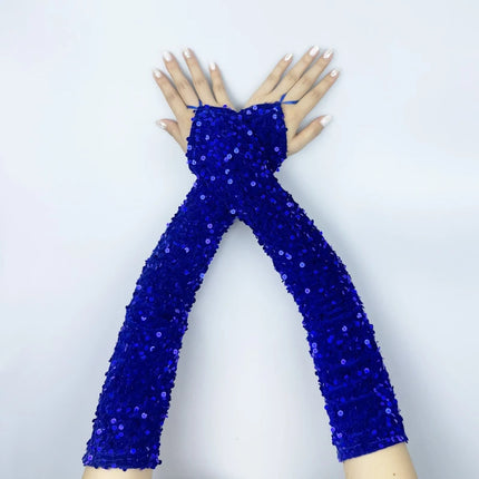 Women's Sexy Sparkling Sequin Gloves Female Club Party Dance Long Gloves Costume Performance Accessories