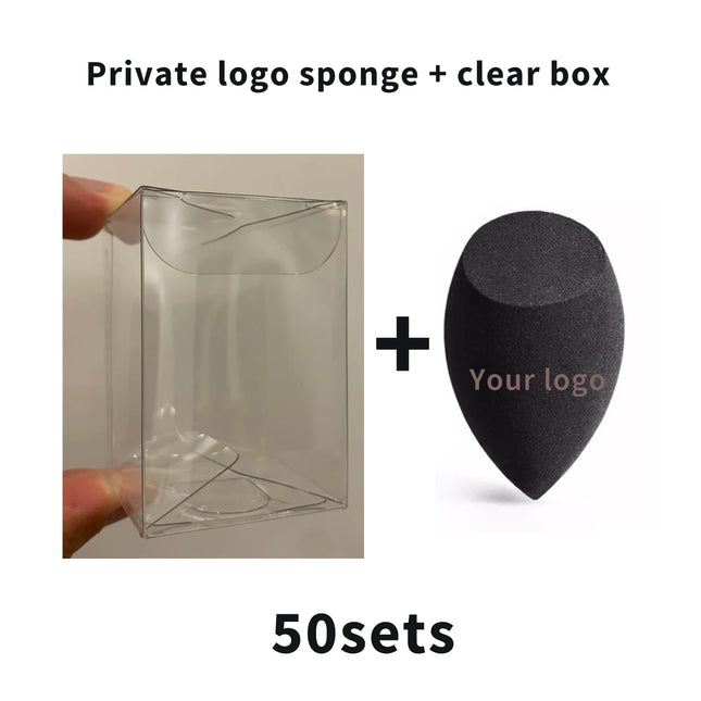 Custom Your Logo Cosmetics Beauty Sponge Latex Free and Vegan Makeup Black Sponge Set  Powder Cream Liquid Application with Box