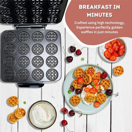 [NEW!N92R】 Nonstick Waffle Iron With Quick Heat-Up 16 Waffle Molds Multi-Waffles Maker Mini Waffle Maker EU Plug