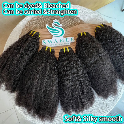 4C Afro Kinky Curly Raw Virgin 100% Human Hair Bundles Double Weft #1B Natural Black Soft Human Hair Weave Bundle Hair 1/3/4PCS
