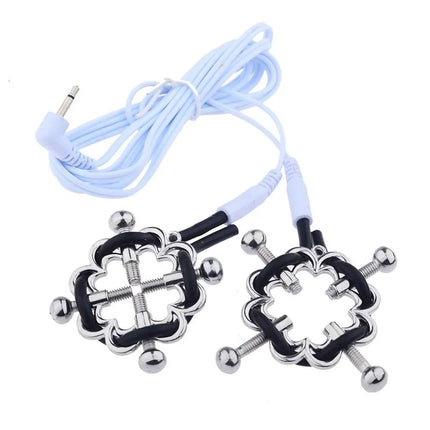 YoKoNex Electro Nipple Clamp Set – E-Stim Attachments with Weighted Balls, Bells, Vacuum Clips, for BDSM Shock Play & Sensory