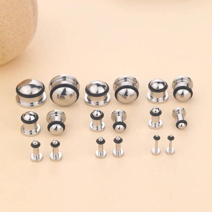 2pcs 1.6-16mm Stainless Steel Ear Plugs Tunnels Silver Color Ear Gauge Stretching Kit Jewelry for Women Men
