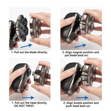 5D 7D 9D Magnetic Adsorption Replaceable Bald Electric Shaver Head With Double Knife Net Common Interface Spare Razor Blade Head