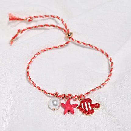 Fashion Design Painted Fish Anklet for Women Starfish Beautiful Artificial Pearl Bead Bohemia Bracelets Anklet For Women