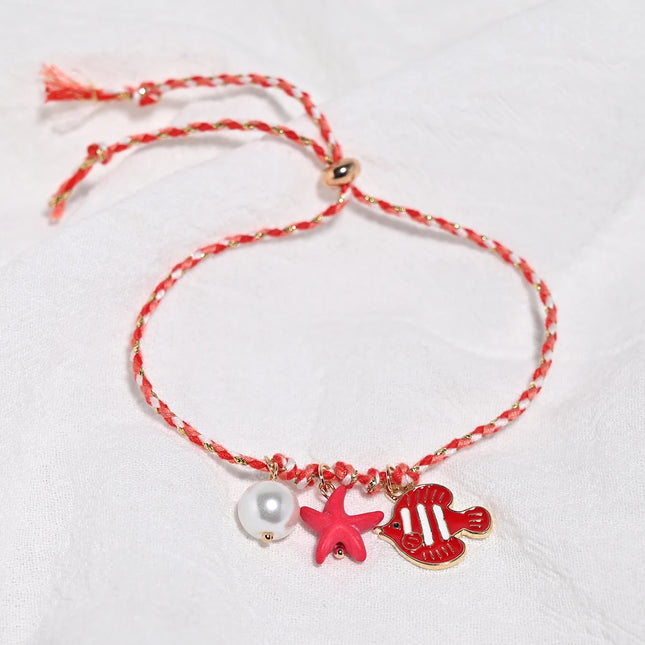 Fashion Design Painted Fish Anklet for Women Starfish Beautiful Artificial Pearl Bead Bohemia Bracelets Anklet For Women