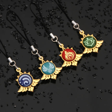 Game Genshin Impact Vision Keychain Luminous 7 Element Double Side Glass Pendant Eye Of Original Keyring Phone Charms Souvenir