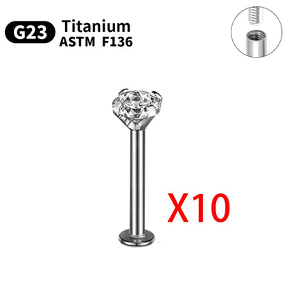 1/5/10pcs G23 Titanium Piercings Labret Stud Lip Nose piercing kit Eyebrow C rod Body Jewelry ASTM-F136 Cartilage Earring