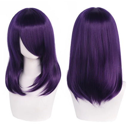 High Quality 40cm Medium Cosplay Wig With Bang Black Blond Pink Red Blue Purple Heat Resistant Synthetic Hair Wigs