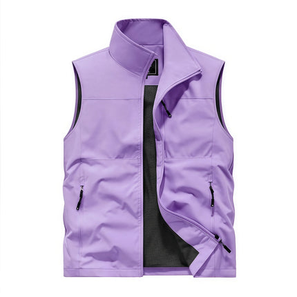 Outdoor workwear jacket Men's breathable lightweight top  Spring and Autumn thin high-end solid color stand-up collar vest