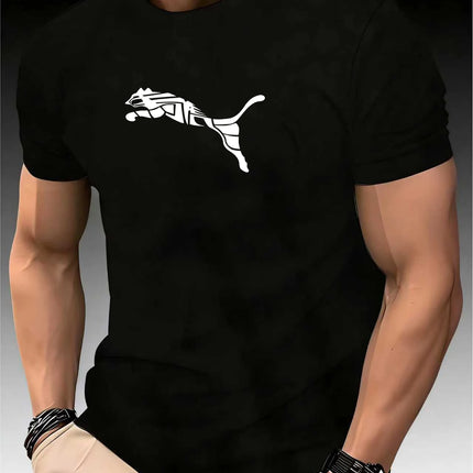New Summer Luxury Men's Fashion Fox Leopard Print T-shirt Crewneck Casual Trend Y2K High-end High Quality Fitness Sports T-shirt