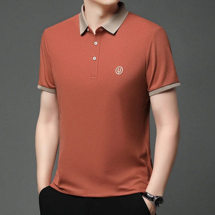 2024 Men's New Embroidered Cotton Business Casual Short Sleeve POLO Shirt Fashion Short Sleeve Comfortable and Breathable Top