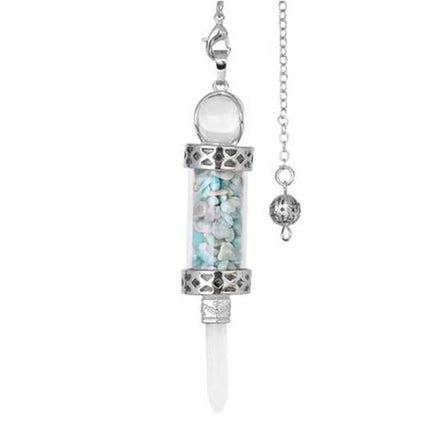 KFT Natural Healing Crystal Pendulum for Divination Dowsing Wishing Bottle Stone Pendant Hexagonal Rock Quartz Pendulum Balanced