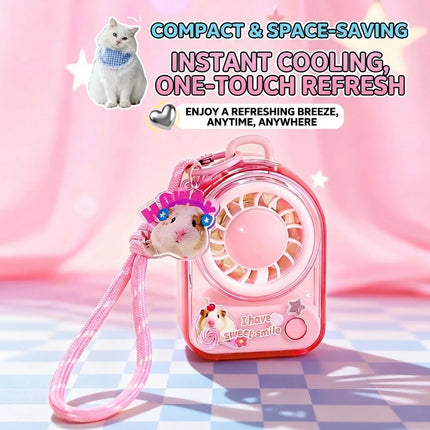 Portable Mini Fan Cute Keychain Fan USB Rechargeable Pocket Handheld Fan with 3 Speeds for Travel Kids Women