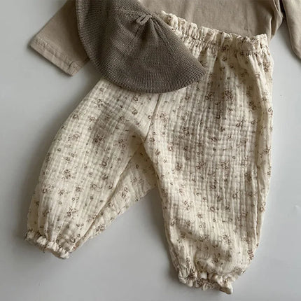 Summer New Baby Pants 2023 Korean Kids Spring Organic Cotton Loose Tiger Bear Floral Print Pants Boys And Girls Lantern Trousers