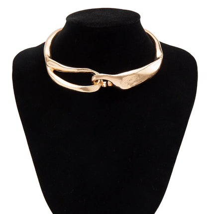 DIEZI Steampunk Irregular Clavicle Torques Necklace For Women Punk Gold Silver Color Statement Chokers Necklace Gift Jewelry