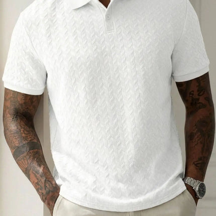 New men's summer breathable polo shirt, short-sleeved pure color casual men's polo shirt, lightweight elastic polo shirt