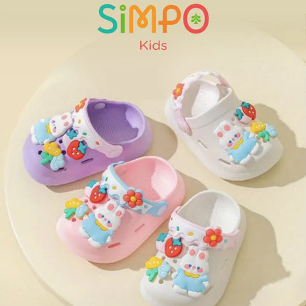 Cute Cartoon Bunny Garden Shoes For Girls Soft Sole Clogs For Baby Breathable Non-slip Indoor Outdoor Beach Sandals Trendy