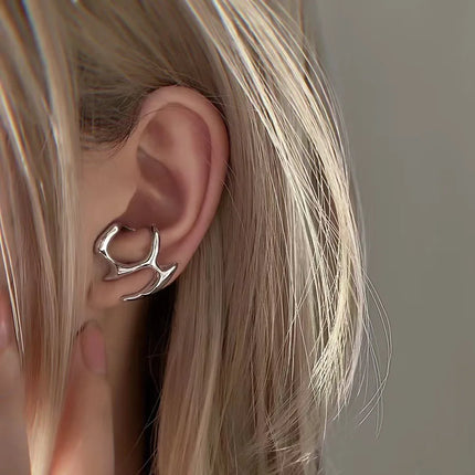 Fashion Punk Irregular Liquid Earrings Hip-Hop Personality Metal Hollow Earrings Clip Girls Party Jewelry Gifts Y2K Accessories