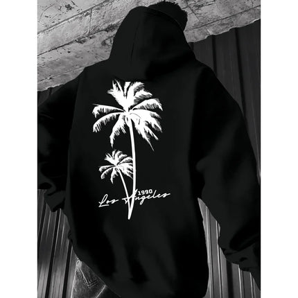 Coconut Tree Pattern Men's Fashion Printed Hooded Sweatshirt，Front and back printed hoodie, a fashionable and unique item