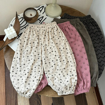 Autumn and Winter Corduroy Sports Pants, Korean Style Harem, Trendy Cartoon Jacquard, Class A, No Fluorescent Agents