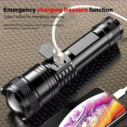 Powerful Flashlights Type C Rechargeable Zoom Torch Light High Power LED Flashlight Built-in Battery For Camping Emergency Lamp
