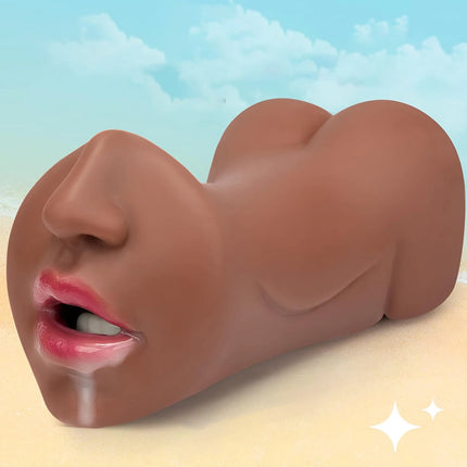 3D Deep Throat Artificial 3-in-1 Male Masturbation Cup Real Pocket Pussy Man Penis Stimulate Realistic Vagina Oral Blowjob Sex Toys