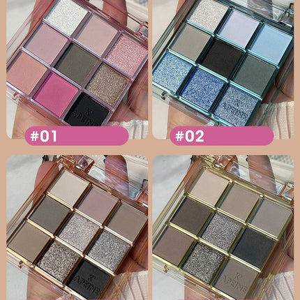 9 Colors Dark Punk Smoked Eyeshadow Palette Blue Black Pearl Matte Eye Shadow Makeup Palette Brightening Shimmer Lying Silkworm