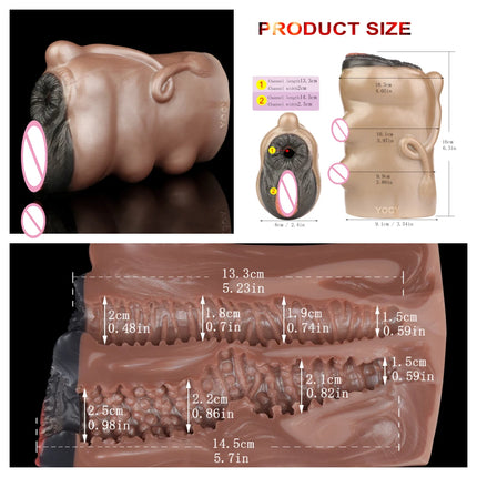 Silicone Monster Male Masturbator Daul Channel Anal Onahole Pussy Realistic Vaginal Textured Channel Stroker AdultSexToy For Man