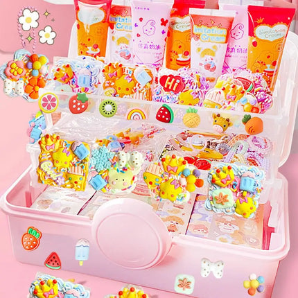 Guka Sticker Kit Creamy Glue DIY Journaling Material Storage Box for Girls Children Kids Handmade Toy Stationery Gift Case