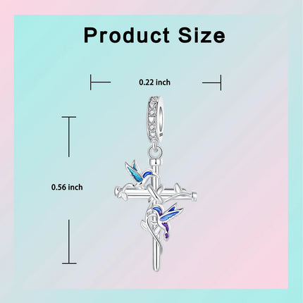 925 sterling silver wings Sister Cross pendant charms fit original 4mm Aperture bracelet charm beads necklace Diy female jewelry