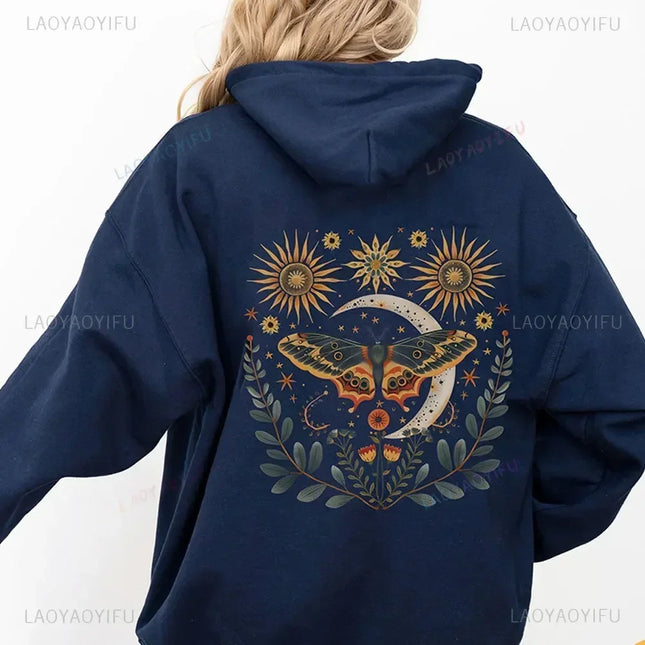 Bug Goblincore Moon Phases Moth Hoodie Luna Moth Sweatshirt Dark Academia Clothing Cottagecore Top Witchy Sweater Insect Tshirt