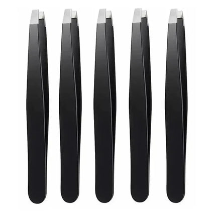 CNK  Wholesale  Stainless Steel Black Eyebrow Tweezer with Slant and Flat Point Beauty Tools for Eyebrows & Ingrown Hair Removal