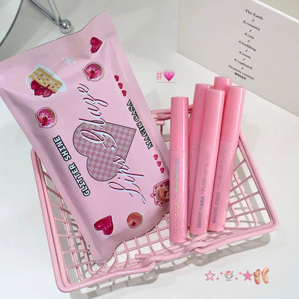 MAGIC CASA Five-Piece Pearl Shimmer Lip Gloss Set Plumping Lip Contour Collection Moisturizing Long-Lasting Lip Color Set