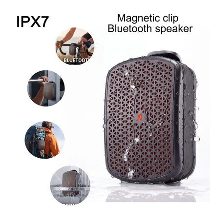 Magnetic Clip-on M1 Portable Bluetooth Speaker, Outdoor Waterproof TWS Stereo, High Volume, Mini Speaker with Heavy Bass.