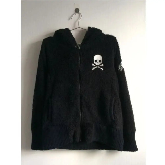 Y2k Lamb Wool Jackets Women Gothic Hoodies Cross Skull Grunge Zipper Sweatshirts Vintage Casual Hooded Coats Haraiuku Streetwear