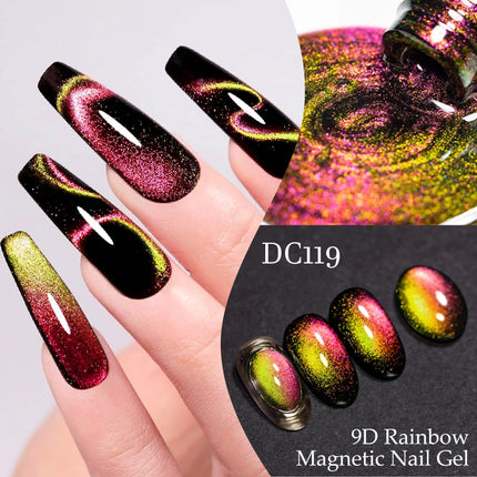 7ml 9D Rainbow Magnetic Gel Nail Polish Aurora Effect Nails Semi Permanent Soak Off UV LED Gel Varnish Nail Art Nail Supplies