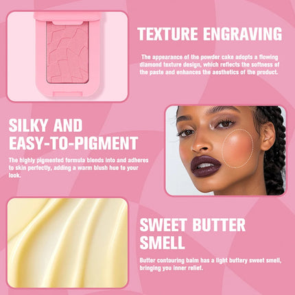Matte Butter Powder Blush Bronzer Contour Natural Brighten Cheek Tint Rubores Single Color Blusher Rouge Palette Korean Makeup