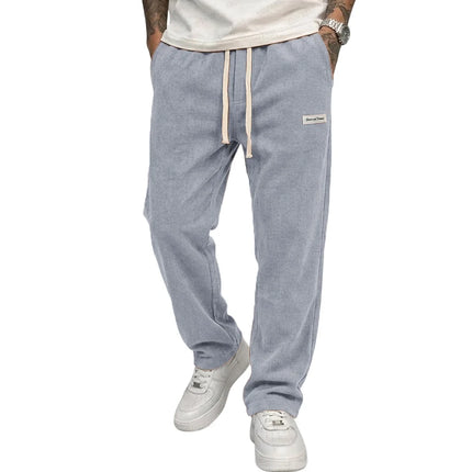 Men's Baggy Pants Casual Corduroy Trousers Drawstring Elastic Waist Straight Sweatpants Jogger Gym Man Pants Men's Work Pants