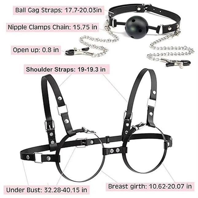 BDSM Breast Bondage Harness Sex Toys B to D Cup Leather Fetish Sexy Chest Restraints Punk Gothic For Women SM Bra Belts Straps