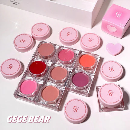 Gegebear Soft Blush Cream Tender and Multi-color Korean Style Contouring Lip Gloss Multi-purpose Rouge Cream