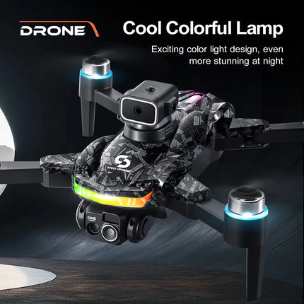 LED Stunt Drone For Night Party All Round Obstacle Avoidance Mini Drone Brushless Motor GPS Foldable One Key Take Off Landing Drone